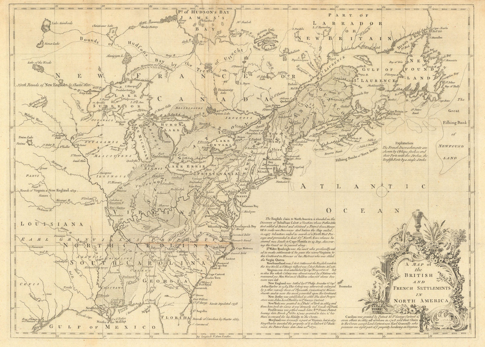 A map of the British and French Settlements in North America. LODGE 1755